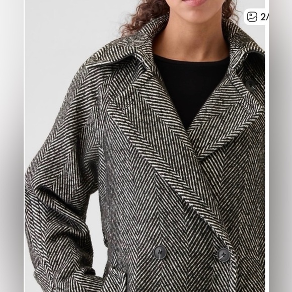 Gap Wool Herringbone Oversized Trench Coat Business Office Siren Career NWT - Picture 3 of 5